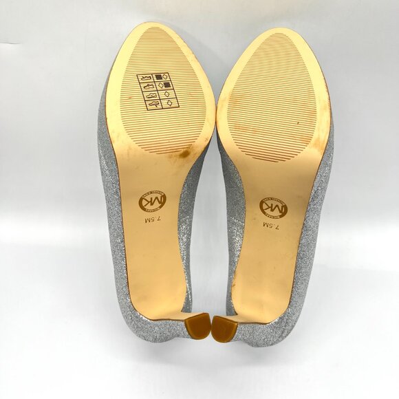 Michael Michael Kors 7.5M Chantal Silver Platforms Pumps Heels Shoes - Picture 9 of 15